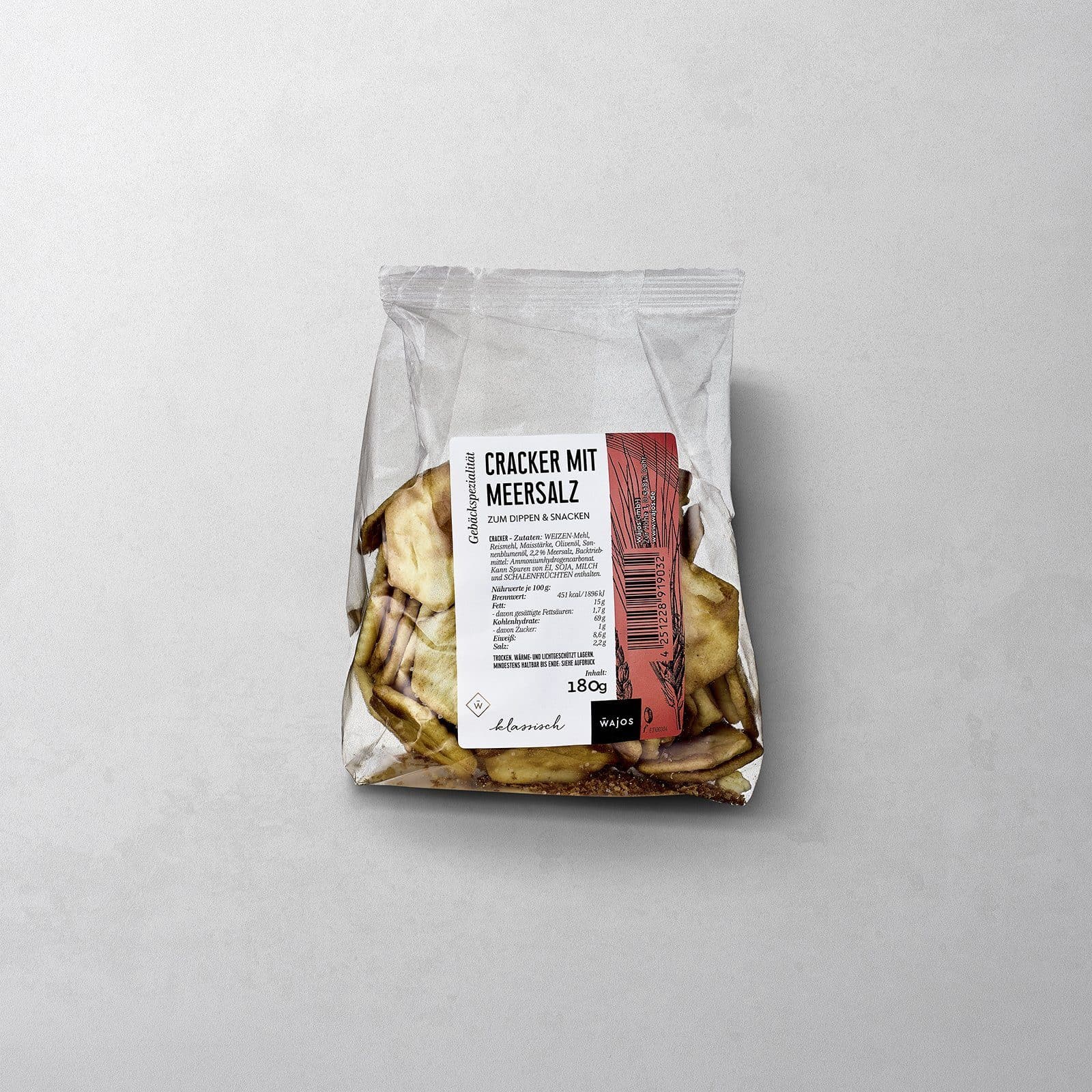 Cracker mit Meersalz in der 180 g Tüte