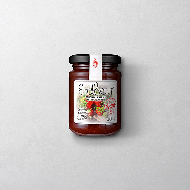 Erdbeer-Rhabarber Aufstrich im 200 g Glas