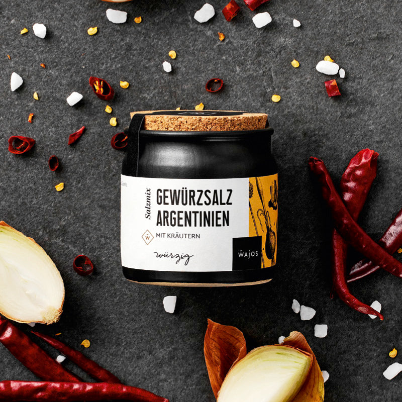Gewürzsalz Argentinien dargestellt mit Aromen