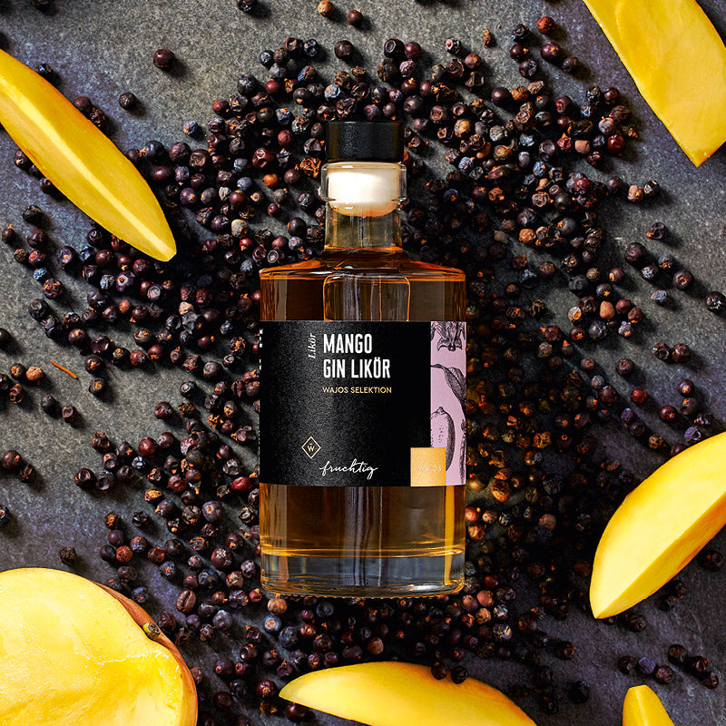 Mango-Gin Likör dargestellt mit Aromen