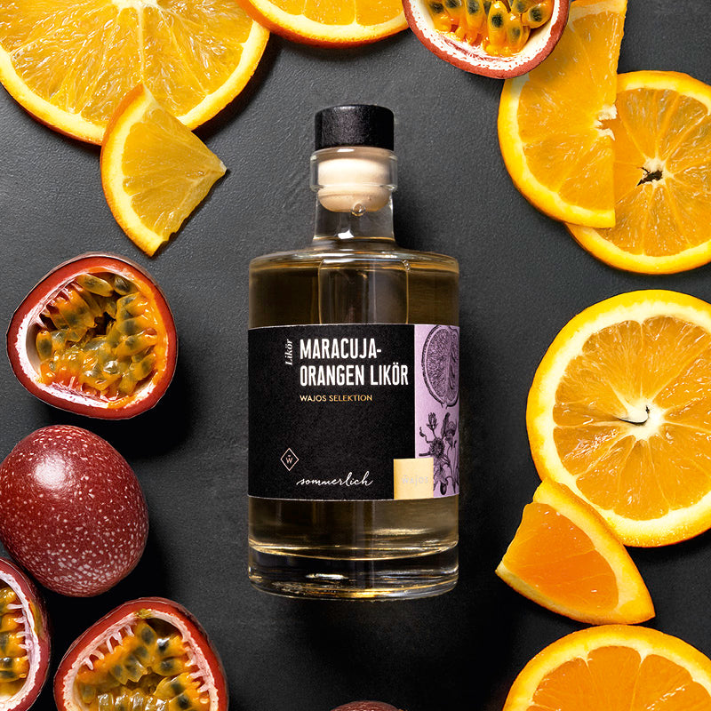Maracuja-Orangen LIkör dargestellt mit Aromen