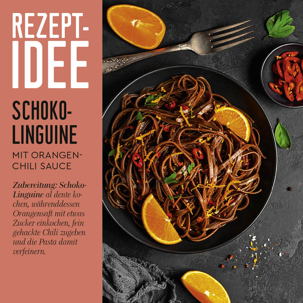 Linguine Rezeptidee Schoko-Linguine mit Orangen-Chili Sauce