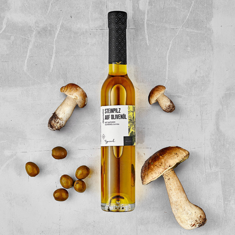 Steinpilz auf Olivenöl dargestellt mit Aromen