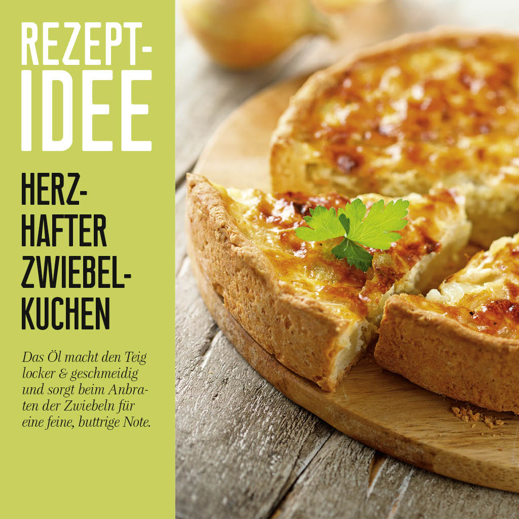 Brat- und Backoel Rezeptidee herzhafter Zwiebelkuchen