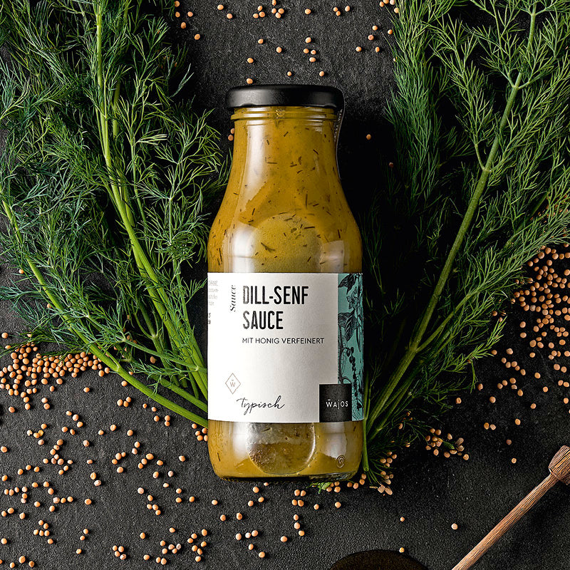 Dill-Senf Sauce dargestellt mit Aromen