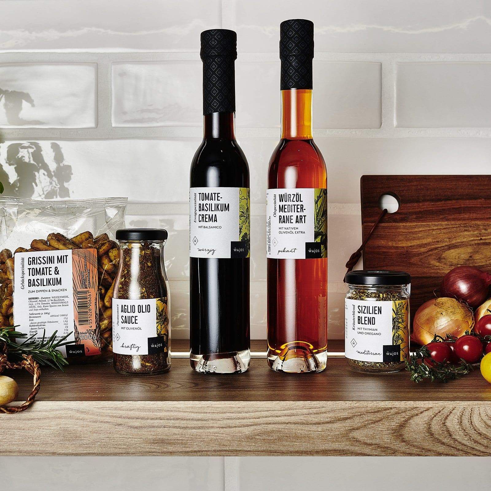 Mediterranes Set - 6 Produkte im Küchenregal