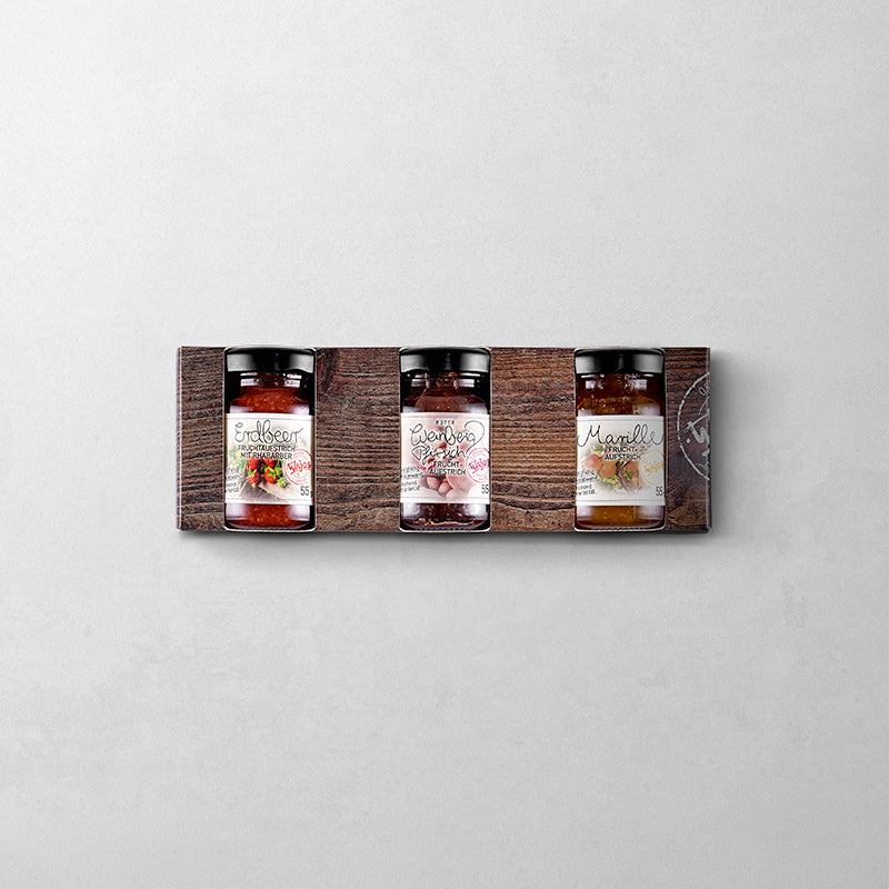 3er Set Mini-Fruchtaufstriche in 55 g Gläsern