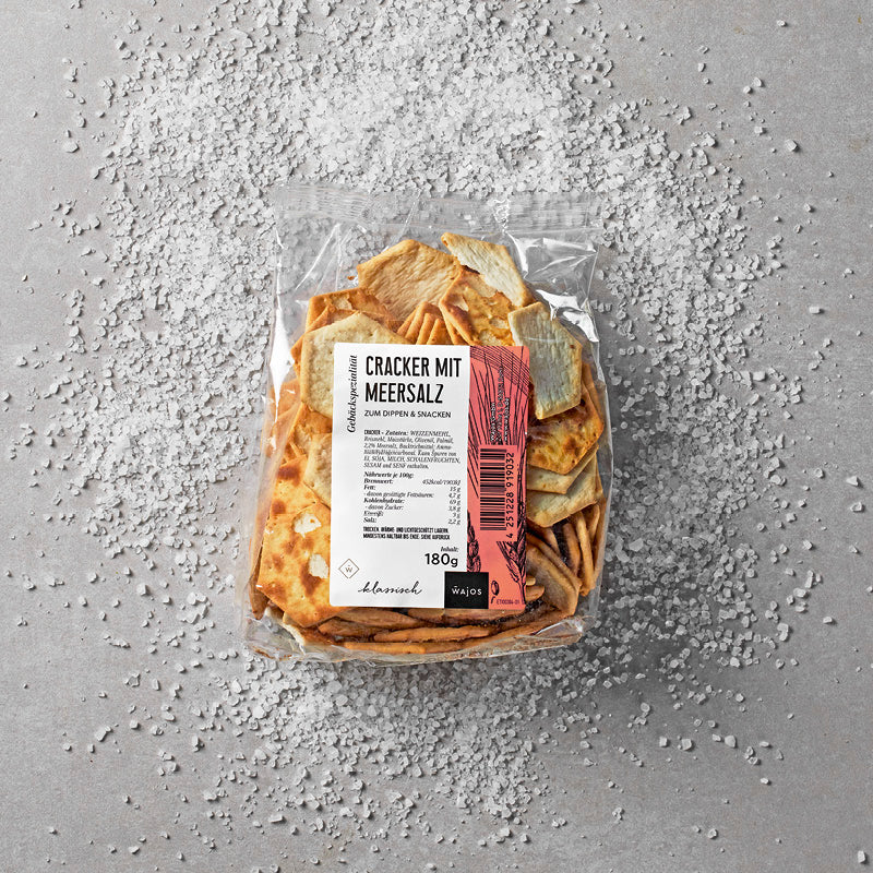 Cracker mit Meersalz in der 180 g Tüte