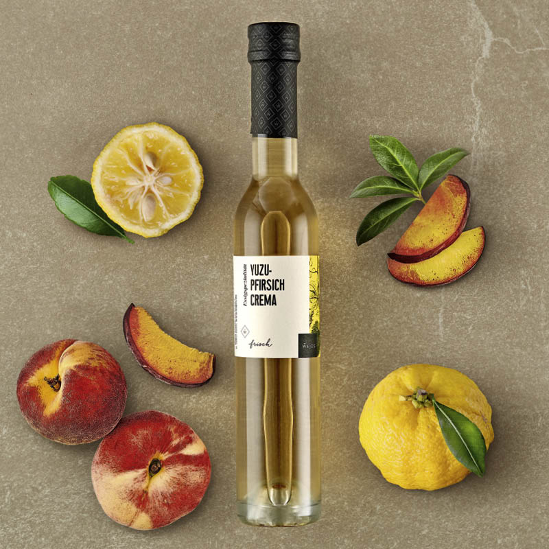 Yuzu-Pfirsich Crema in der 250 ml Flasche