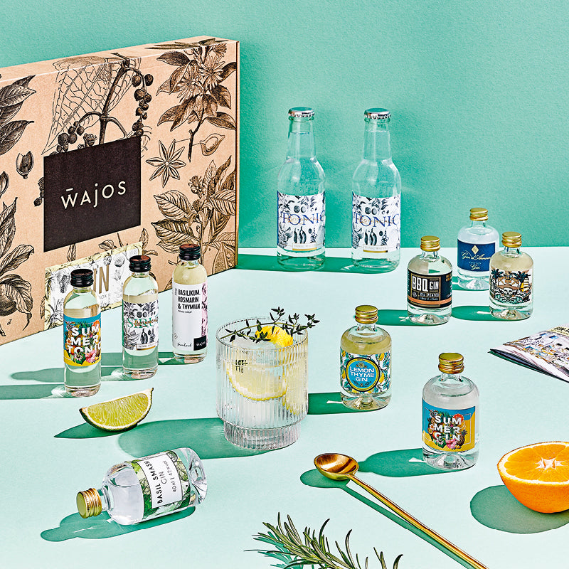 Produkte Gin Tasting Set 2 und Bild von beteiligten Personen