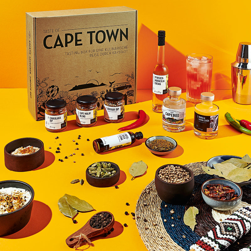 Taste of Cape Town Set - Produkte und südafrikanische Gewürze mit Geschenkkarton im Cape Town Stil