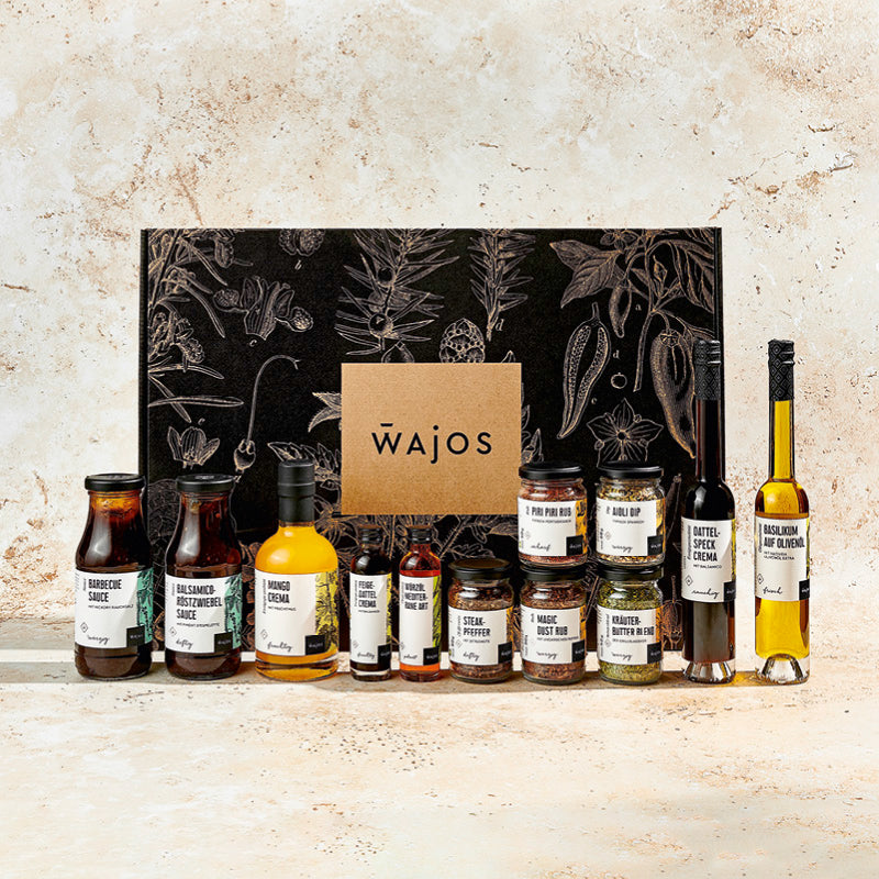 Geschenkbox für Grillmeister mit Grillprodukten und Grillgerichten