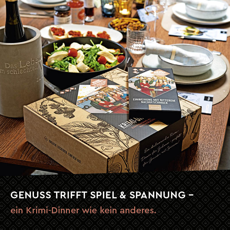 Wajos Krimi Dinner Box auf Tisch