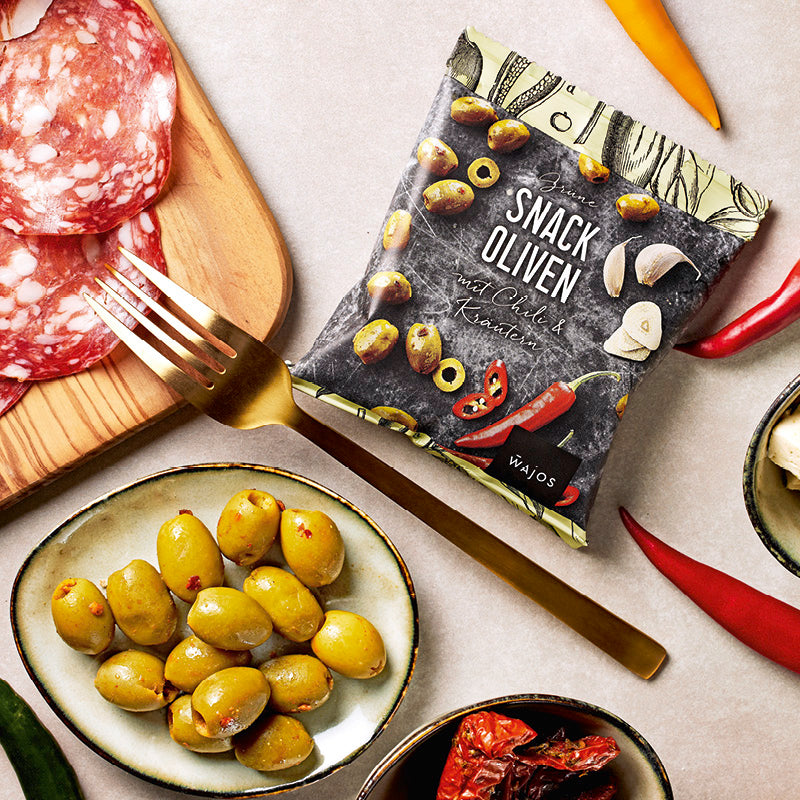 Oliven Grün mit Chili & Kräutern in 70 g Packung