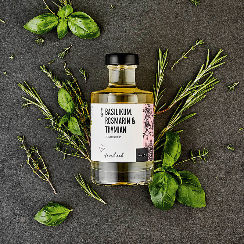 Basilikum, Rosmarin & Thymian Tonic Sirup in 200 ml Flasche